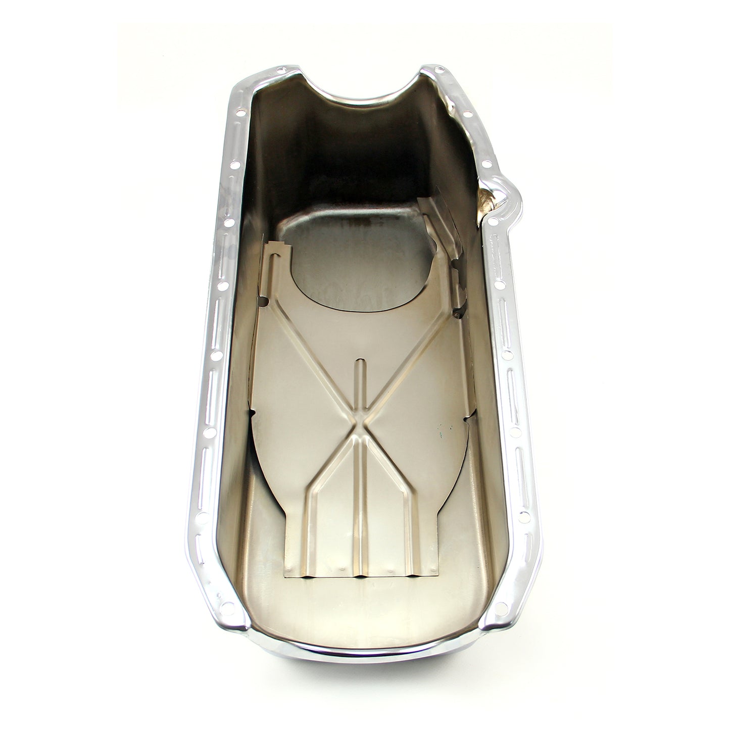 Cárter de aceite de repuesto para Chevy SBC 350 (2 piezas, 1955-79, lado D) [cromado]