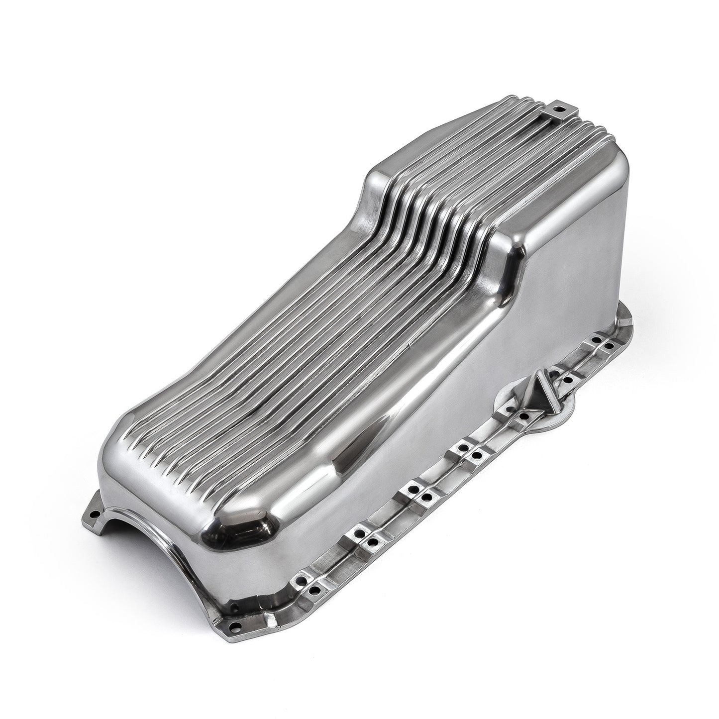 Cárter de aceite de aluminio pulido con aletas para Chevy SBC 350 (2 piezas, 1980-85)