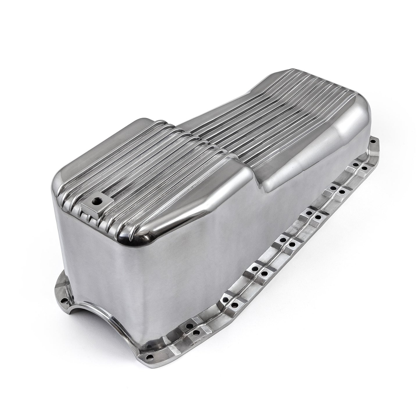 Cárter de aceite de aluminio pulido con aletas para Chevy SBC 350 (2 piezas, 1980-85)