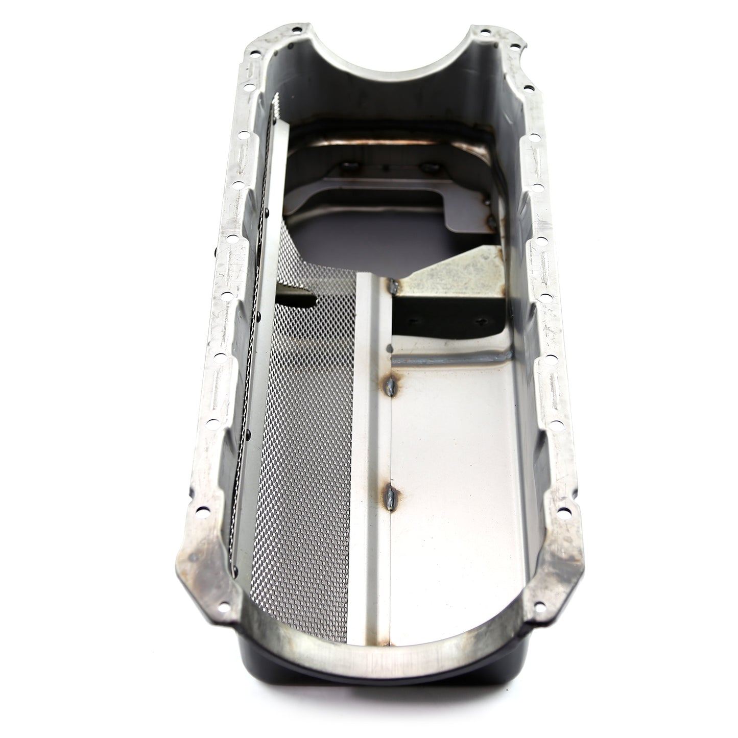 Cárter trasero de 2 piezas para Chevy BBC 454 de 6 cuartos de galón, cárter de aceite de arrastre negro con bandeja de corrección de deriva atornillable