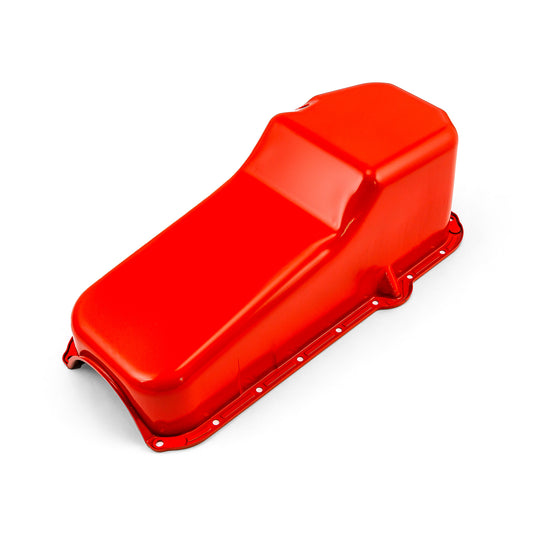 Cárter de aceite de repuesto para Chevy SBC 350 (2 piezas, 1980-85, lado de la transmisión) [naranja]