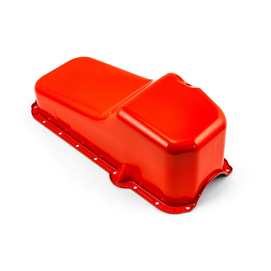 Cárter de aceite de repuesto para Chevy SBC 350 (2 piezas, 1980-85, lado de la transmisión) [naranja]
