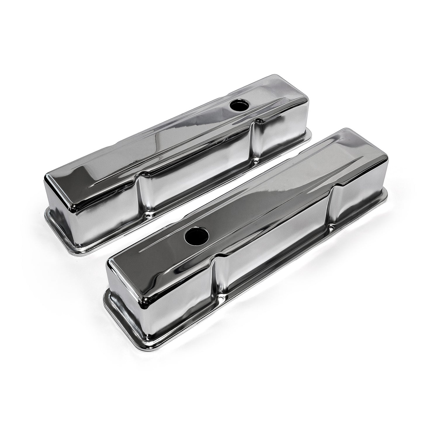 Tapas de válvulas de acero cromado para Chevy SBC 350 - Altas con orificio