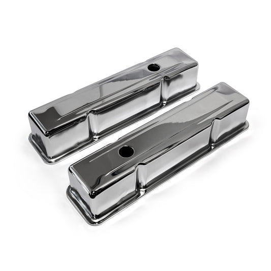 Tapas de válvulas de acero cromado para Chevy SBC 350 - Altas con orificio