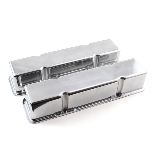 Tapa de válvulas de aluminio lisa Chevy SBC 350 - Alta sin orificio