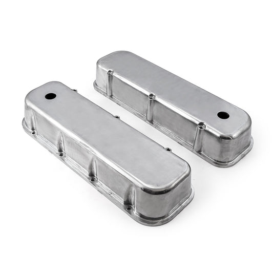 Tapa de válvulas lisa de aluminio pulido para Chevy BBC 454 - Alta con orificio