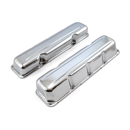 Amc 304 360 390 401 1968-79 Chrome Steel Valve Covers - 3 1/8" Tall w/o Hole
