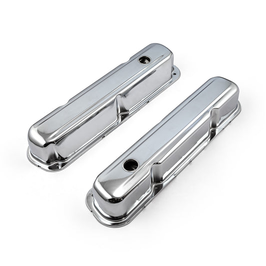 Mopar Chrysler SB 318 340 360 Chrome Steel Valve Covers 3 1/4" Tall Baffled Hole