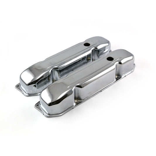 Tapas de válvulas de acero cromado Mopar Chrysler BB 383 440 de 3 3/4" de alto con orificio deflector