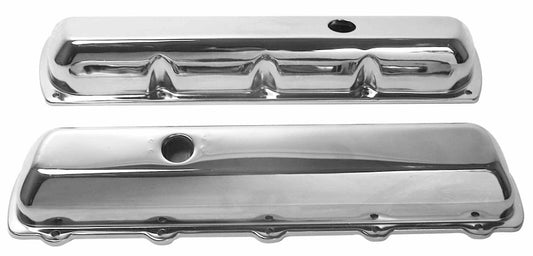 Oldsmobile 400 425 455 Chrome Steel Valve Covers Short w/ Hole