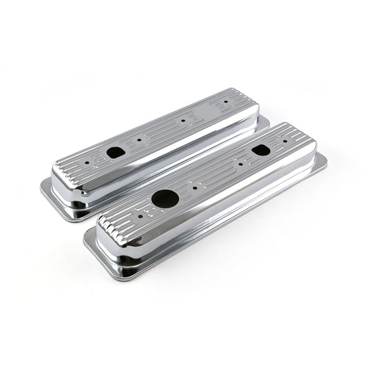 Tapas de válvulas de acero cromado con perno central para Chevy SBC 350 (cortas, con orificio para tapa de camión)