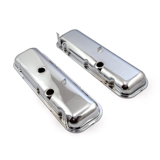 Chevy BBC 454 STD Style Chrome Valve Covers - Short w/ Baffled Hole