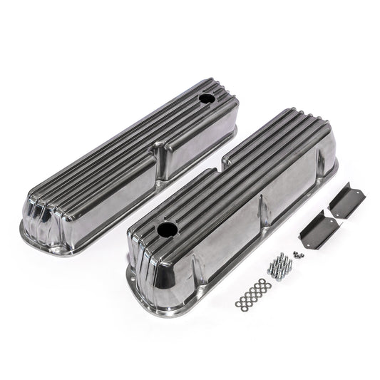 Tapas de válvulas altas de aluminio con aletas y orificios para Ford SB 289 302 351 Windsor