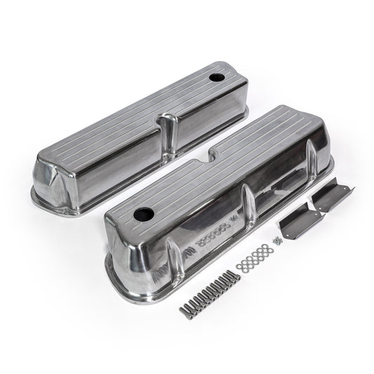 Tapas de válvulas Ford SB 289 302 351 Windsor de aluminio pulido, fresadas con bolas, altas, con orificio