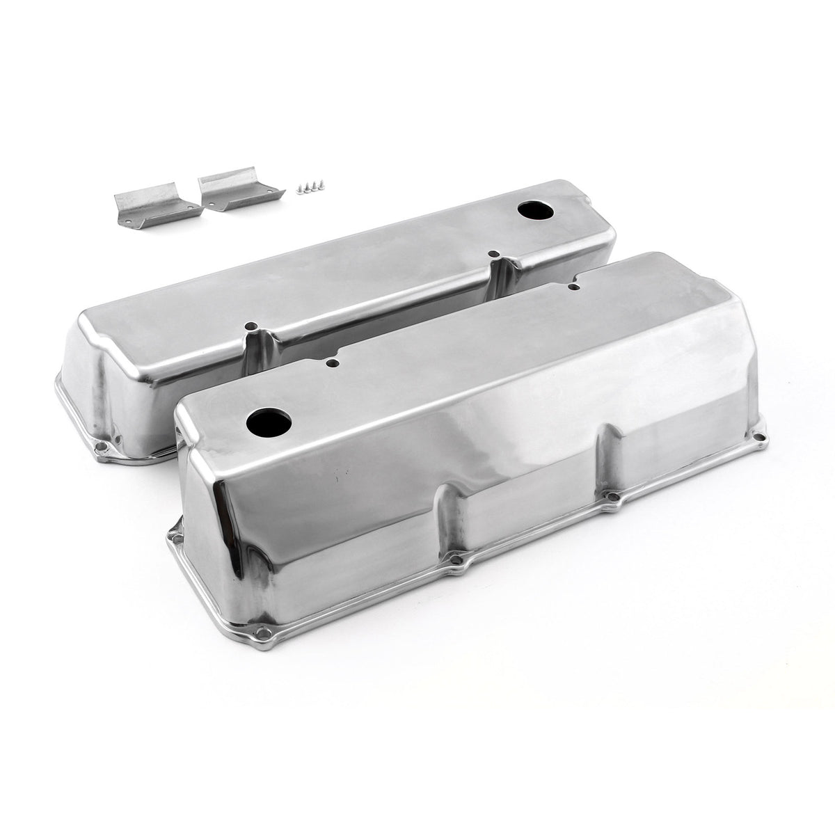 Tapas de válvulas lisas de aluminio pulido para Ford 302 351C Cleveland - Altas con orificio