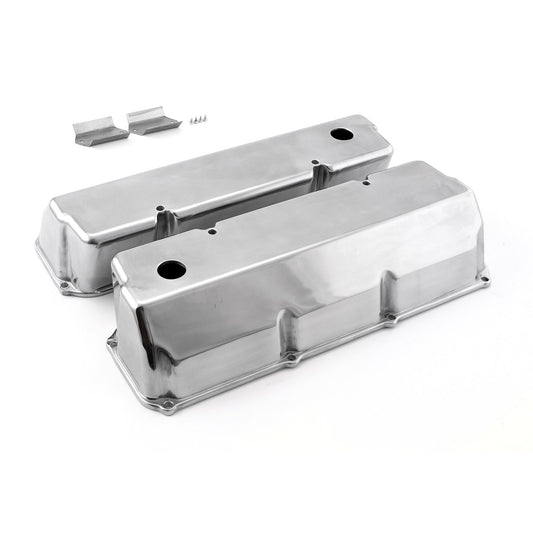 Tapas de válvulas lisas de aluminio pulido para Ford 302 351C Cleveland - Altas con orificio