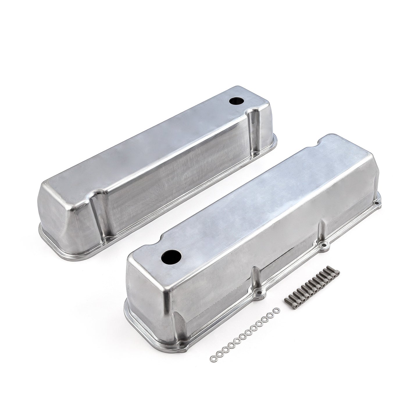 Tapas de válvulas lisas de aluminio pulido Ford 429 460 - Altas con orificio