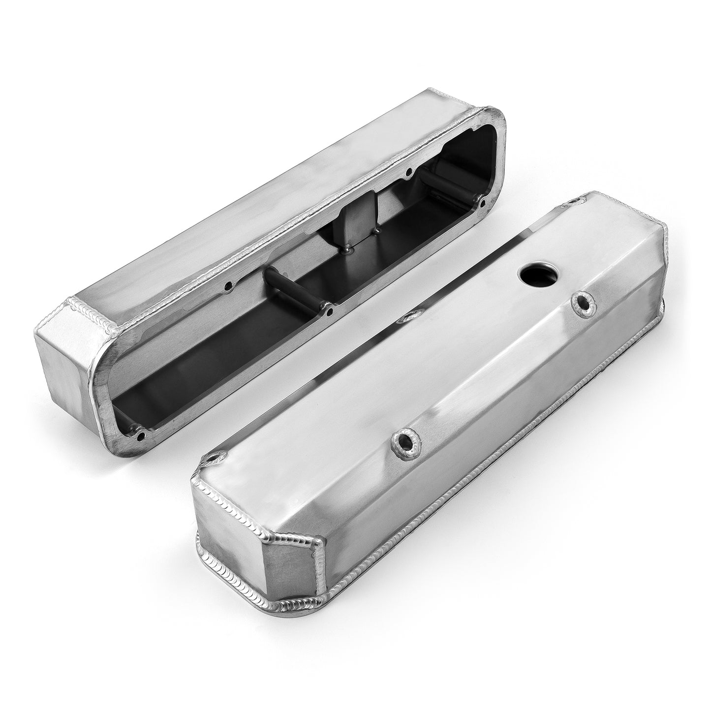 Mopar Chrysler SB 318 340 360 Fabricated Valve Covers Tall Satin w/ Hole