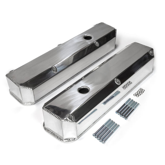 Mopar Chrysler SB 318 340 360 Fabricated Valve Covers Tall Polished w/ Hole