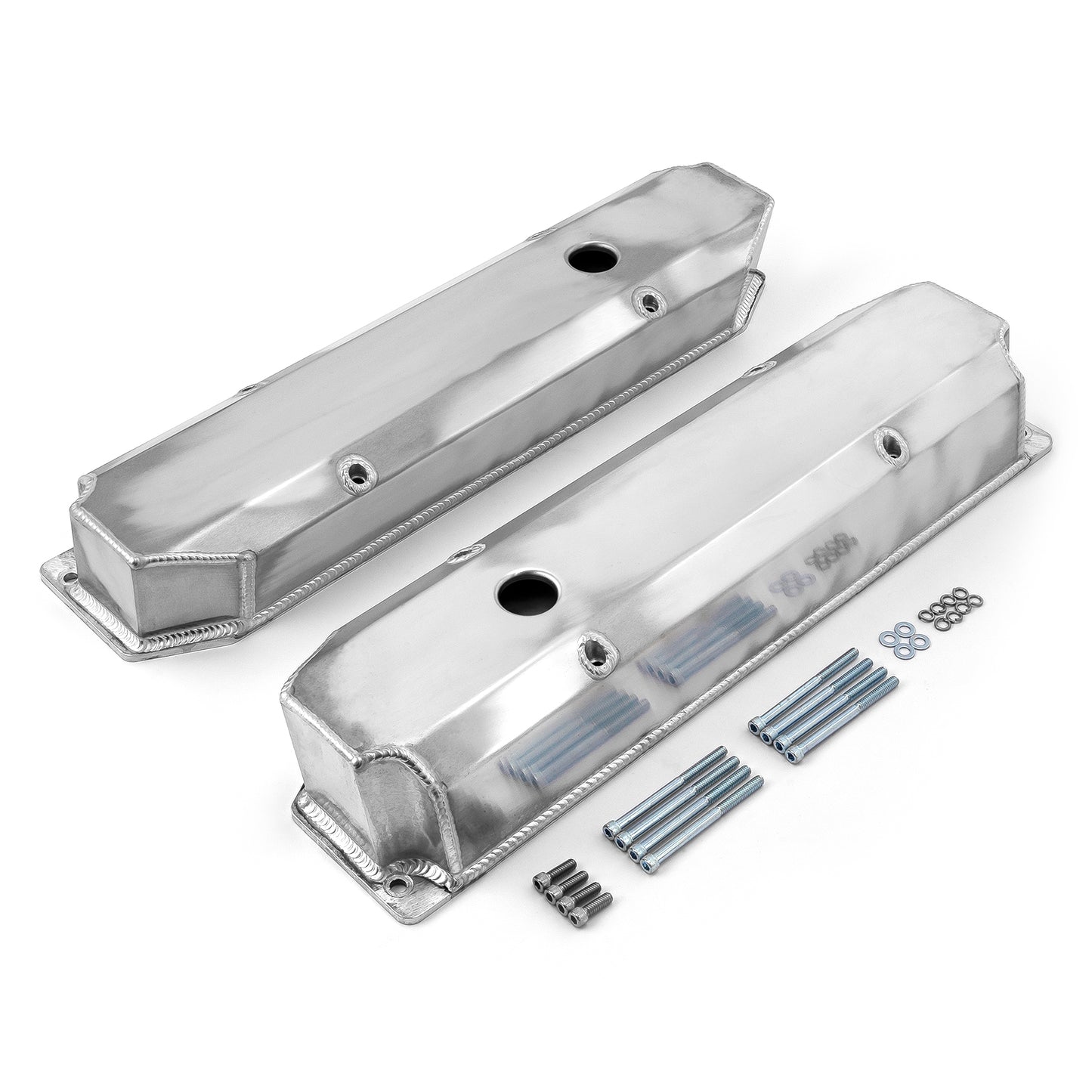 Mopar Chrysler BB 383 440 Satin Fabricated Valve Covers - Tall w/ Hole