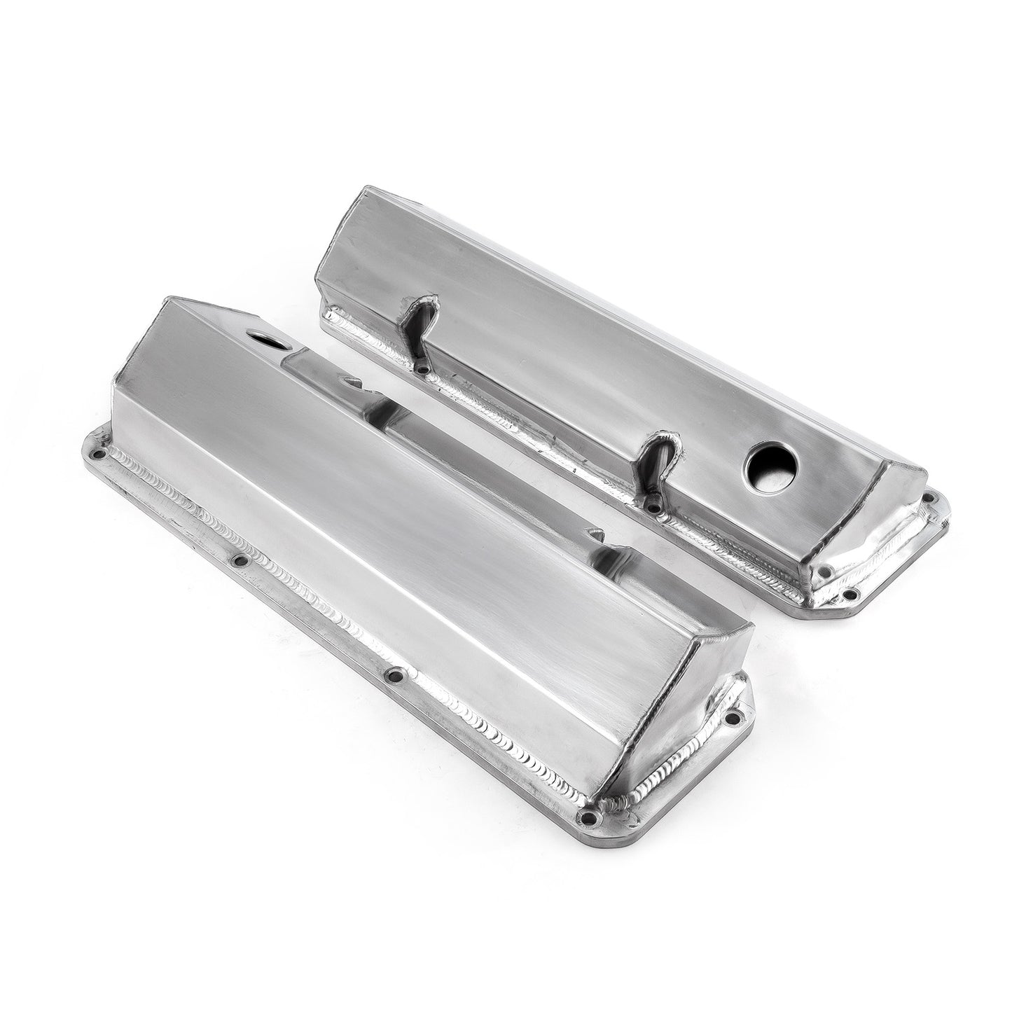 Ford 351C Cleveland Polished Fabricated Valve Covers Tall w/ Hole