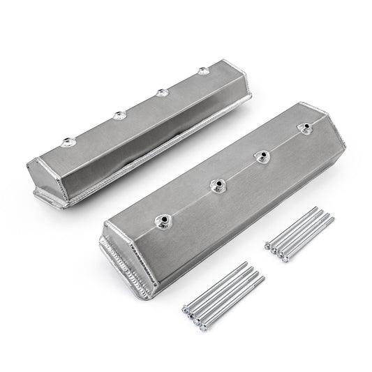 Chevy SBC 350 Vortec Center Bolt Fabricated Valve Covers Satin Tall w/o Hole