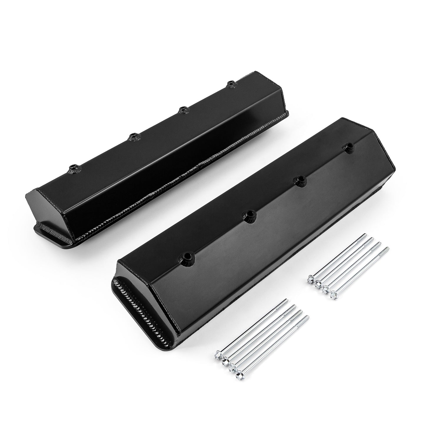 Tapas de válvulas fabricadas con perno central Vortec para Chevy SBC 350, negras, altas, sin orificio