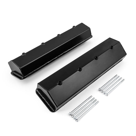 Tapas de válvulas fabricadas con perno central Vortec para Chevy SBC 350, negras, altas, sin orificio