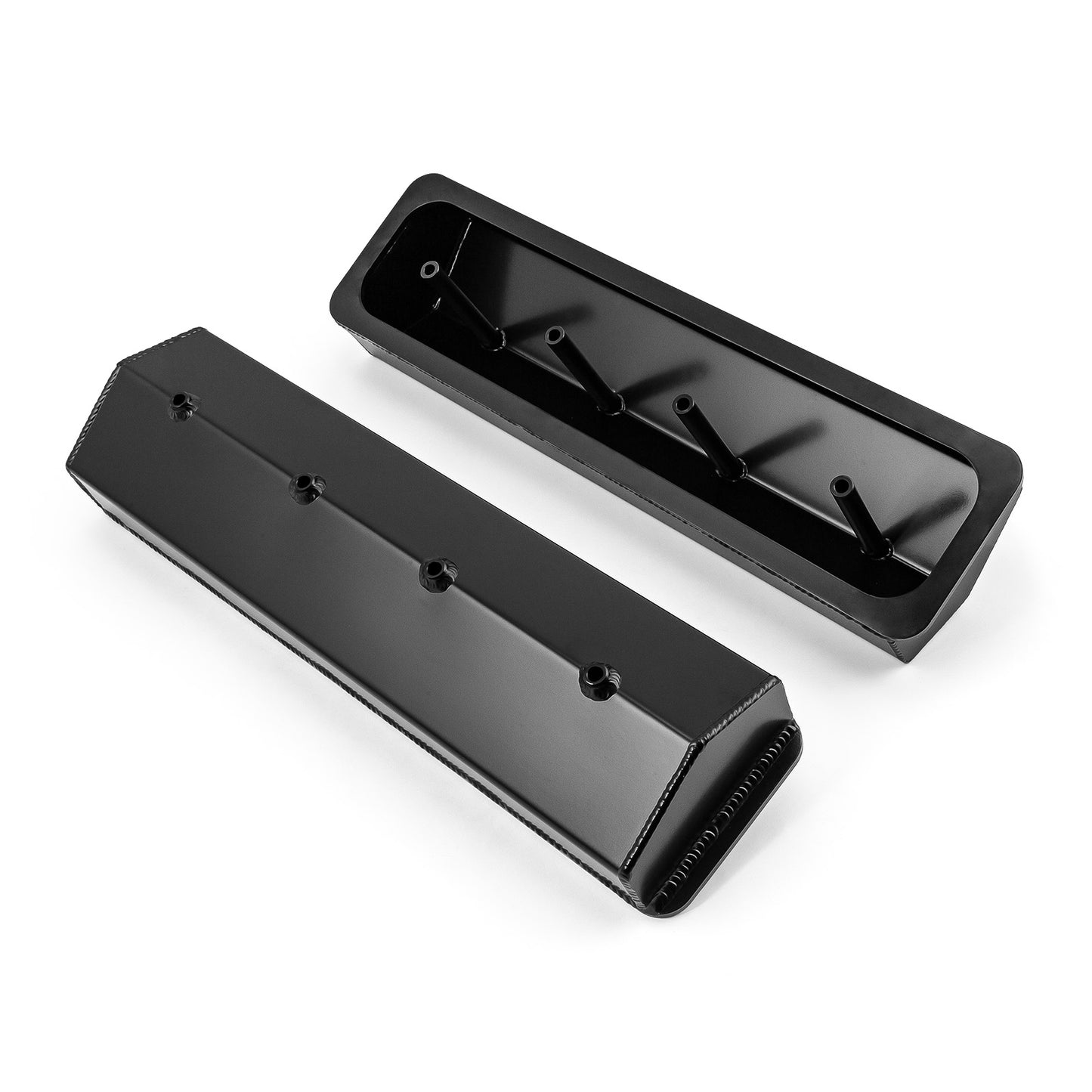 Tapas de válvulas fabricadas con perno central Vortec para Chevy SBC 350, negras, altas, sin orificio