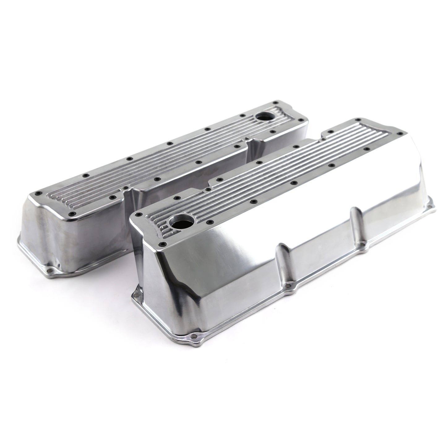 Tapas de válvulas Elite de aluminio pulido para Ford 302 351C Cleveland - Altas con orificio