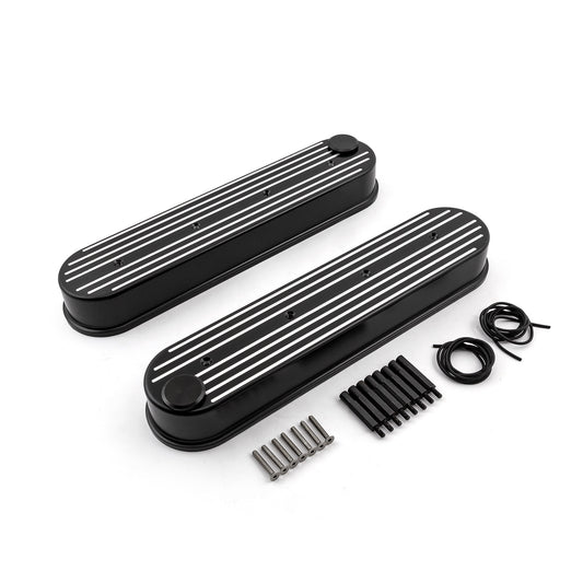 Tapas de válvulas fresadas con bolas negras para Chevy LS1, LS2, LS3, LS6 y LS7 (sin soportes de bobina)