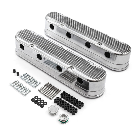Kit de cables para bobinas ocultas de aluminio de 2 piezas con aletas para Chevy LS [pulido]