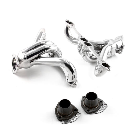 Colectores de escape de acero inoxidable con reductores y bloque de 1 5/8" para Chevy SBC 350