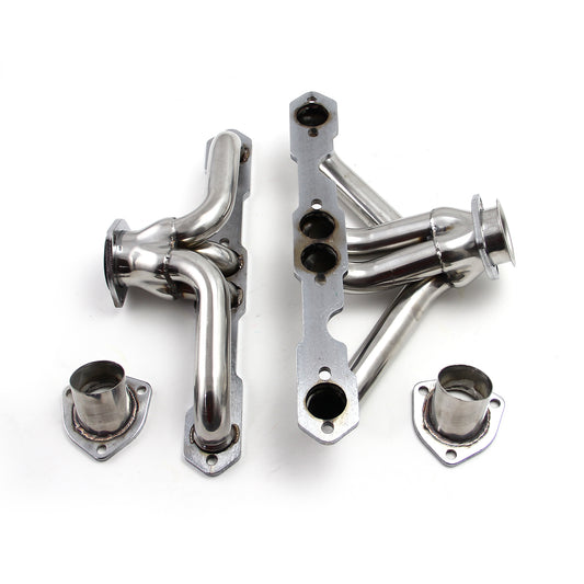 Chevy SBC 350 1955-57 Tri-5 Shorty Stainless Steel Headers Straight Plug Heads