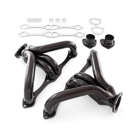 Colectores de escape negros de 1 5/8" para Chevy SBC 350 (cabezales angulares)