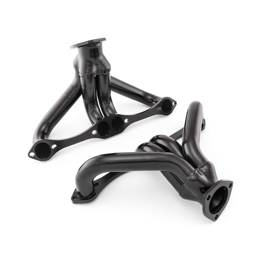 Colectores de escape negros de 1 5/8" para Chevy SBC 350 (cabezales angulares)