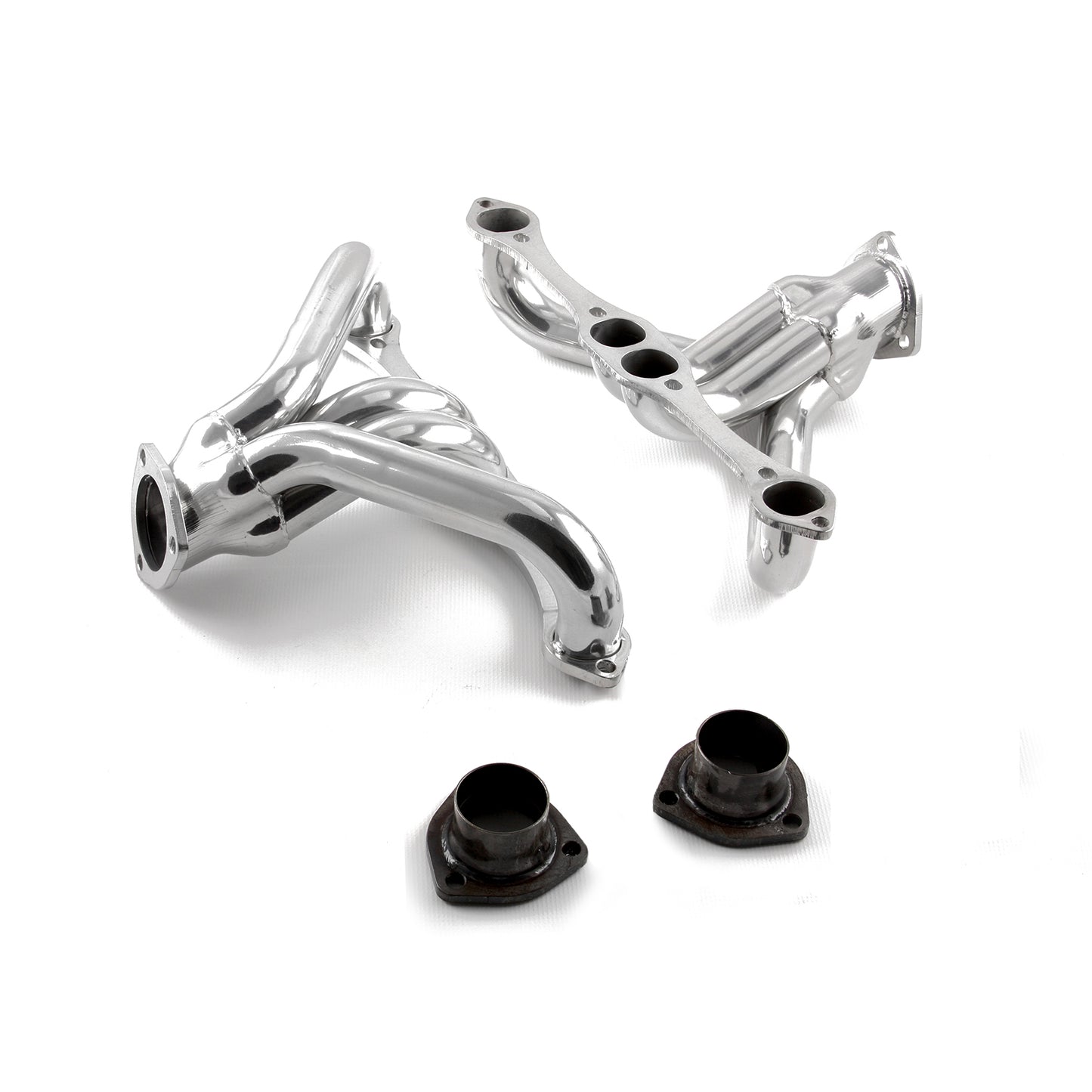 Chevy SBC 350 1 5/8" Block Hugger Ceramic Exhaust Headers (Angle Plug Heads)