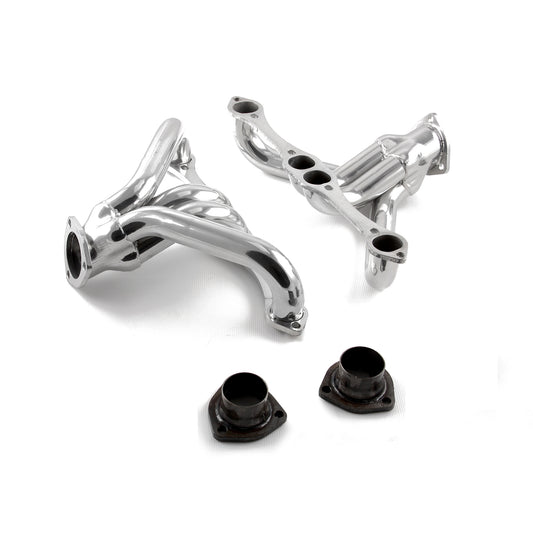 Chevy SBC 350 1 5/8" Block Hugger Ceramic Exhaust Headers (Angle Plug Heads)