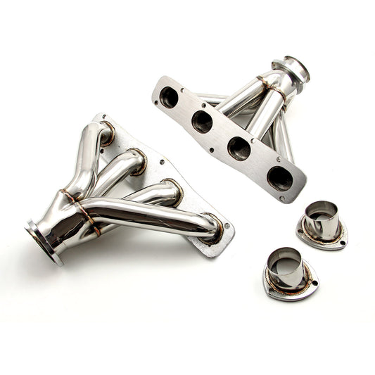 Colectores de acero cromado con bloque de tubería de 1 3/4" para Chrysler Hemi 331 392