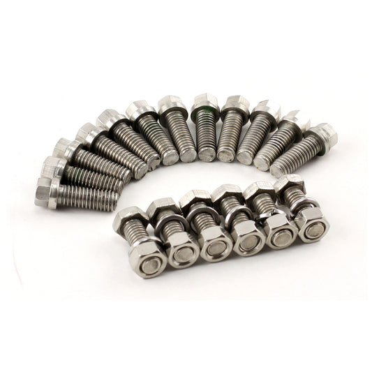 Juego de pernos de brida y colector de escape de acero galvanizado de 6 puntos para Chevy SBC 350