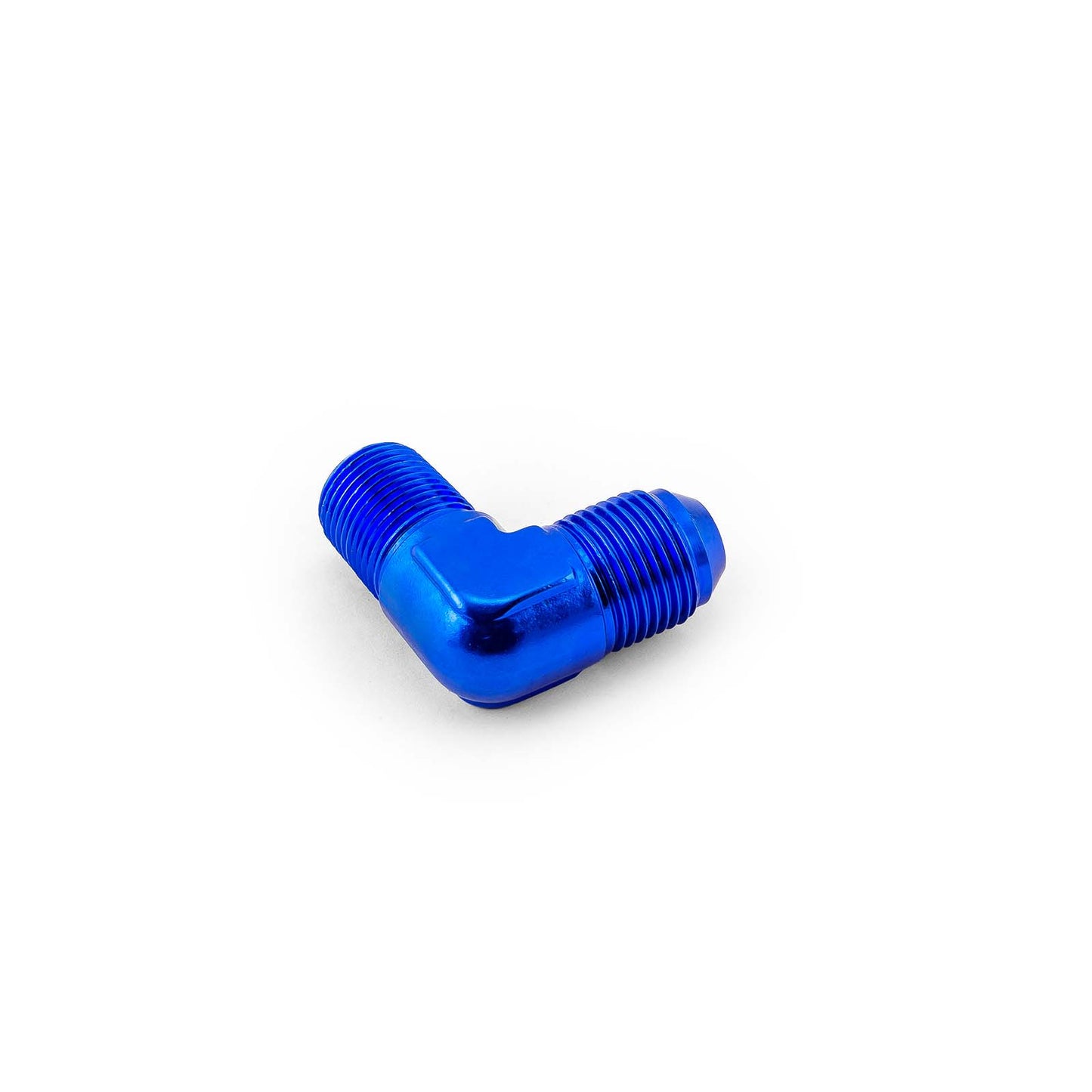 Adaptador de aluminio abocinado de 90 grados de 3/8" NPT a -8 AN macho