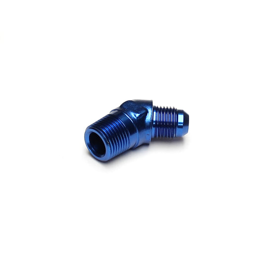 Adaptador de aluminio abocinado de 45 grados, 3/8" NPT a -6 AN macho