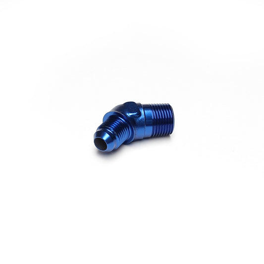 Adaptador de aluminio abocinado de 45 grados, 3/8" NPT a -6 AN macho