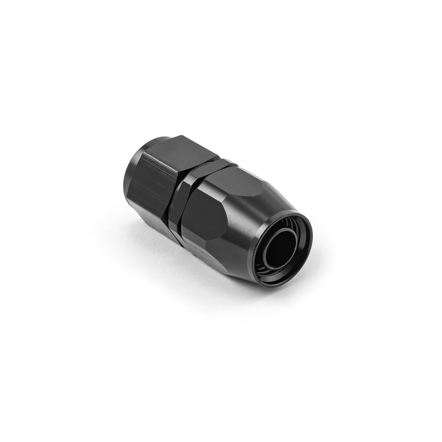 Accesorio de extremo de manguera giratorio recto -10 AN de aluminio anodizado negro