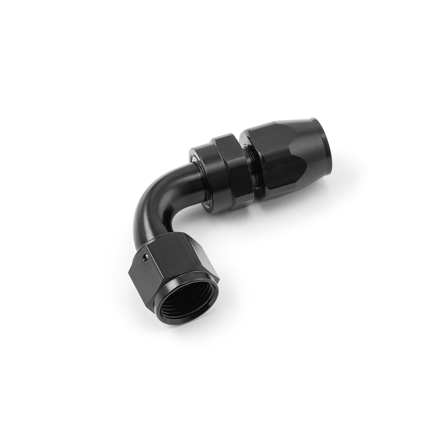 Accesorio de extremo de manguera giratorio de 90 grados -10 AN de aluminio anodizado negro