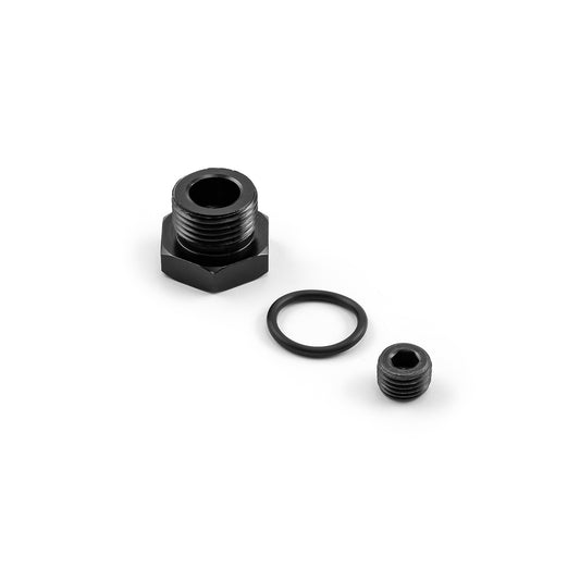 Accesorio de tapón de puerto ORB de cabeza hexagonal -10 AN con junta tórica de aluminio anodizado negro