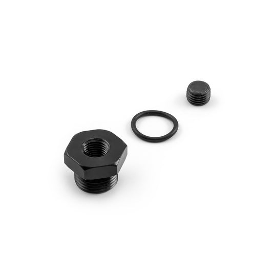 Accesorio de tapón de puerto ORB de cabeza hexagonal -10 AN con junta tórica de aluminio anodizado negro