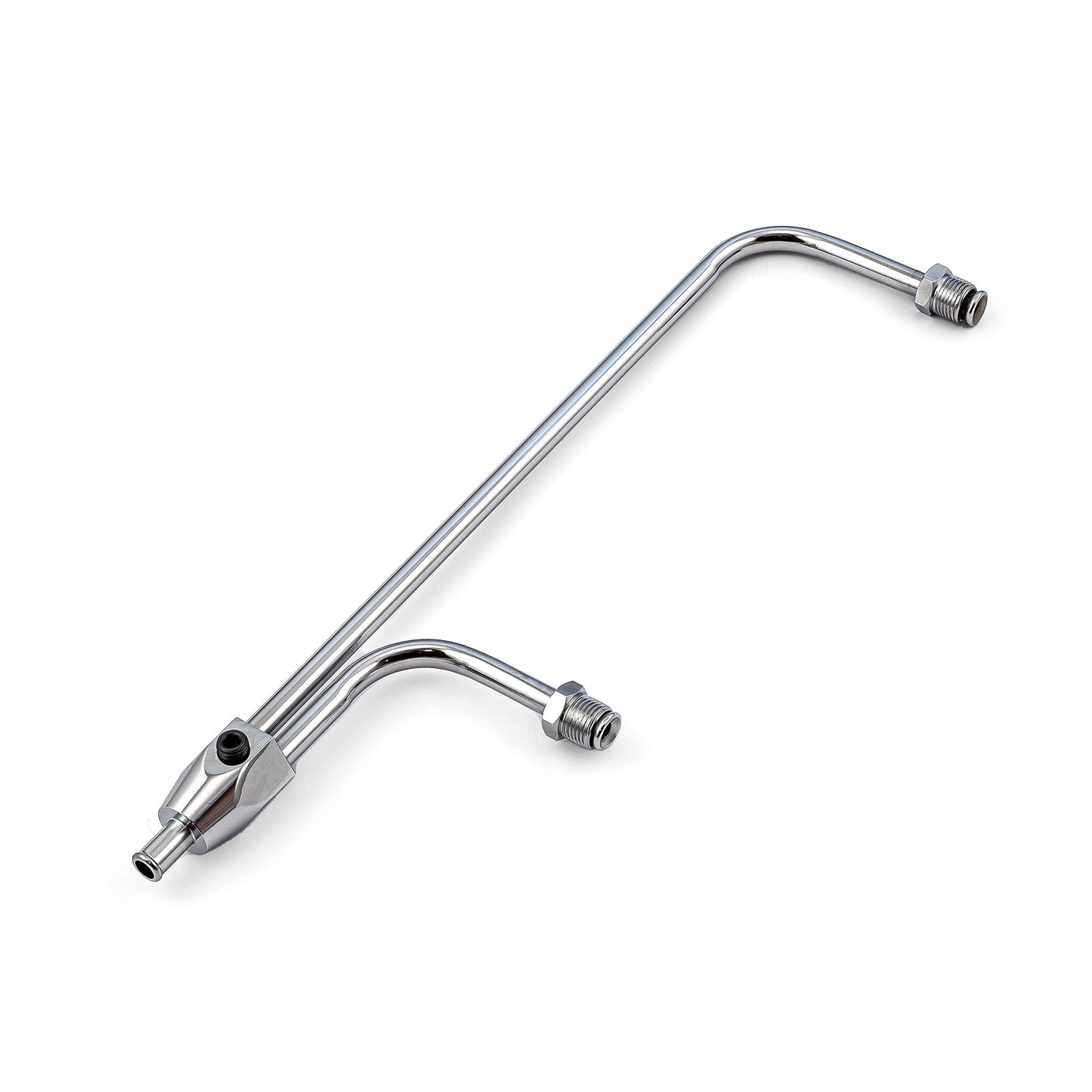 Línea de combustible cromada para carburador Holley de doble bomba (entrada de 3/8", centros de 9 5/16")