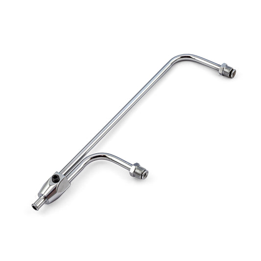 Línea de combustible cromada para carburador Holley de doble bomba (entrada de 3/8", centros de 9 5/16")