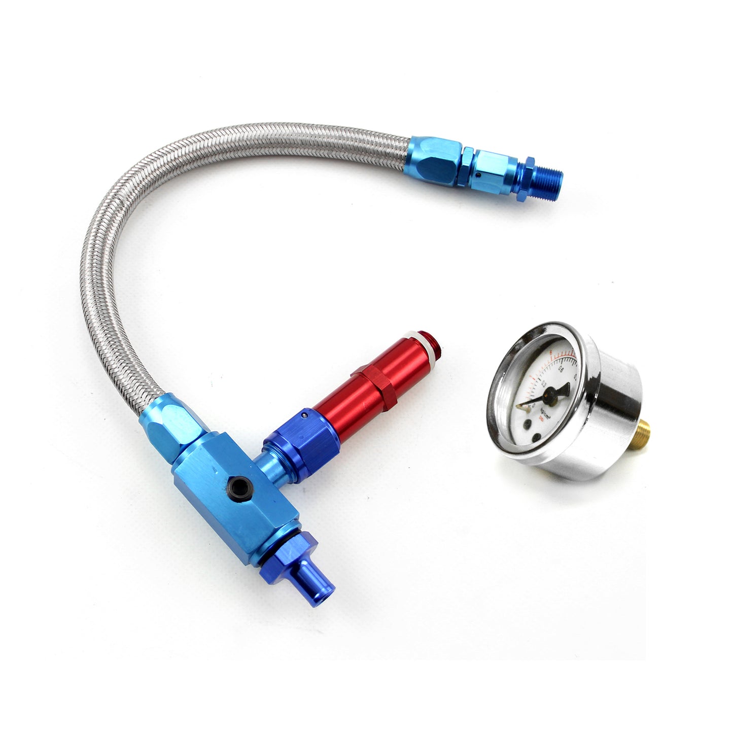 Línea de entrada de combustible para carburador trenzada de 9/16" x 24 (compatible con BG S79) + manómetro